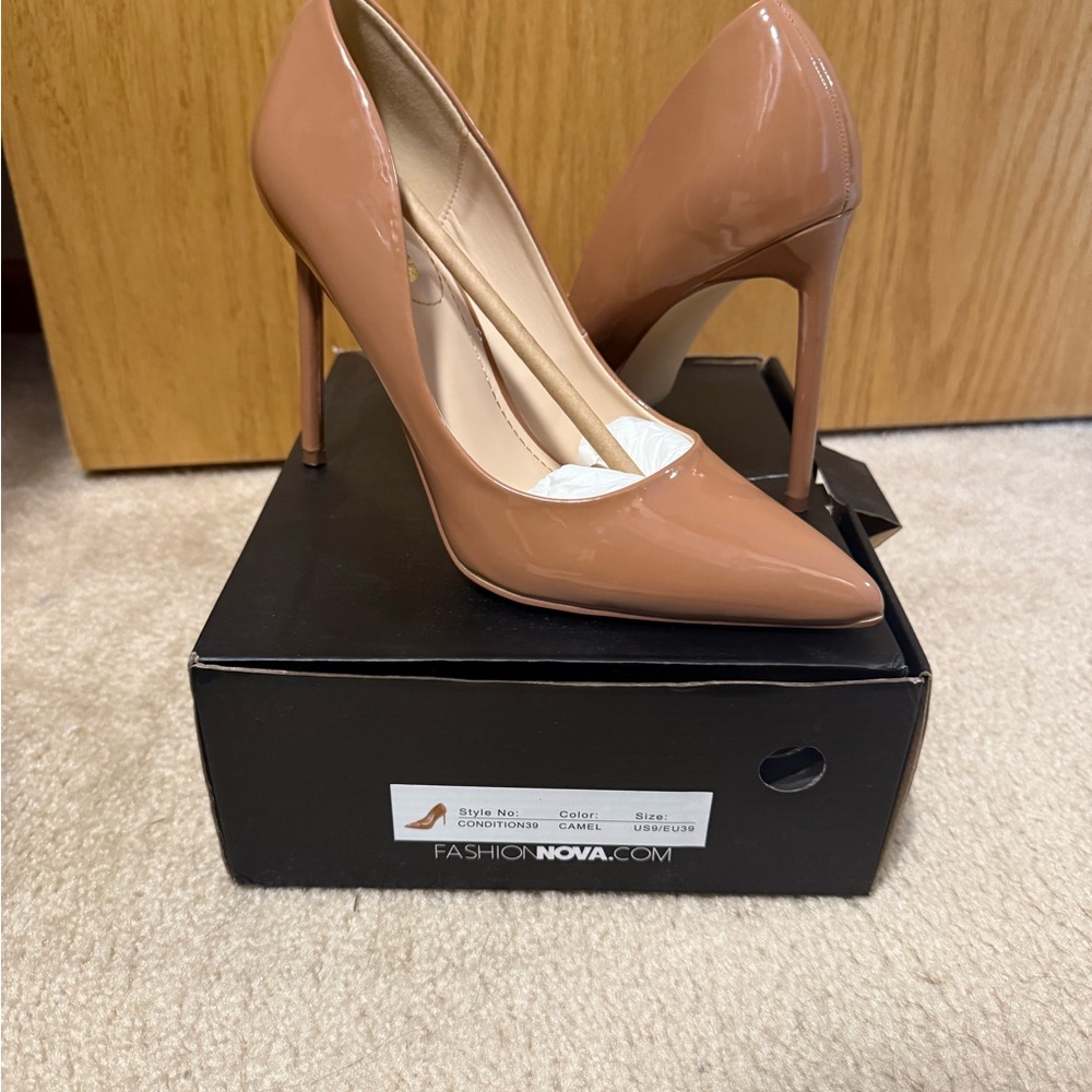 Fashion Nova Nude Patent Heels